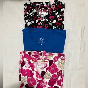 White Cross Womens plus size 3XL Set of 3 Scrubs in colors Pinks, blue and black